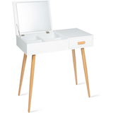 IDMarket Table de maquillage scandinave Lisa miroir pliable Blanc