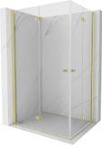 Mexen Mist-F Duo cabine de douche pliable gauche 110 x 100 cm, transparent, or brossé