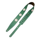 Levy's In Bloom Serie Echt Lederen 2.5 "Gitaarband met Bloem Appliques, Daisy en Groen (MG317IB-001)