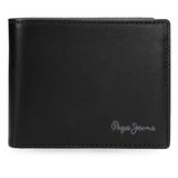 Pepe Jeans Luton Horizontale portemonnee met uitneembare portemonnee, zwart, 11 x 8,5 x 1 cm, leer
