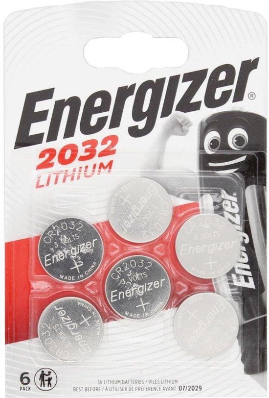 Energizer CR2032 Lithium Knoopcel Batterijen - 6 Stuks