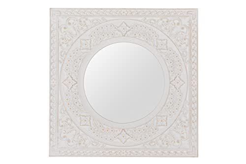 Adda Home Spiegel van hout, gesneden, wit, 40 x 2 x 40 cm