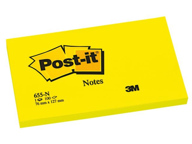 Post-it Sticky Notes Blok 76 x 127 mm Neongeel 6 stuks 100 vellen