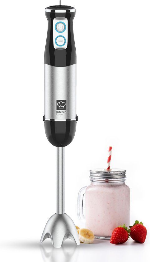 KitchenLove Staafmixer - 800W - Roestvrijstaal - Zwart