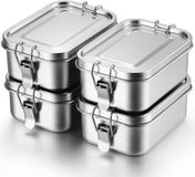 OEM Stalen lunchbox - voedselcontainer - voor het meenemen van maaltijden - Duurzame sluitingen - 4 stuks, 550 ml - Zilverkleurig