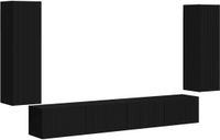 vidaXL - Tv Wandkast Set - Zwart - Bewerkt Hout