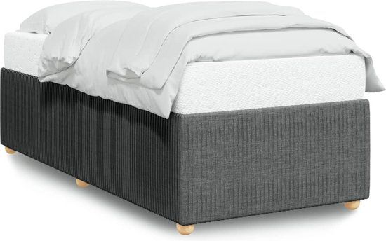 VidaXL Bedframe zonder matras, donkergrijs, 90 x 200 cm, stof
