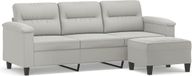 vidaXL Driezitsbank met voetenbank 180 cm microvezelstof lichtgrijs
