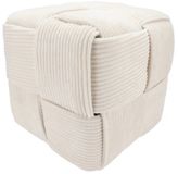 DK Design Poef - fluweel - creme - gevlochten look - 40 x 40 cm - vierkant