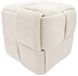 DK Design Poef - fluweel - creme - gevlochten look - 40 x 40 cm - vierkant