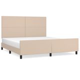 VidaXL Bedframe met hoofdbord, kunstleer, cappuccinokleurig, 180x200 cm