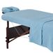 Master Massage Ligbed flanel blad set 3 in 1 ligdeken, platte plaat, gezichts-kussensloop hemelsblauw