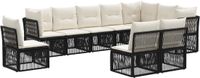 vidaXL Tuinbank - Set - 10 zitplekken - Zwart - Polyrattan