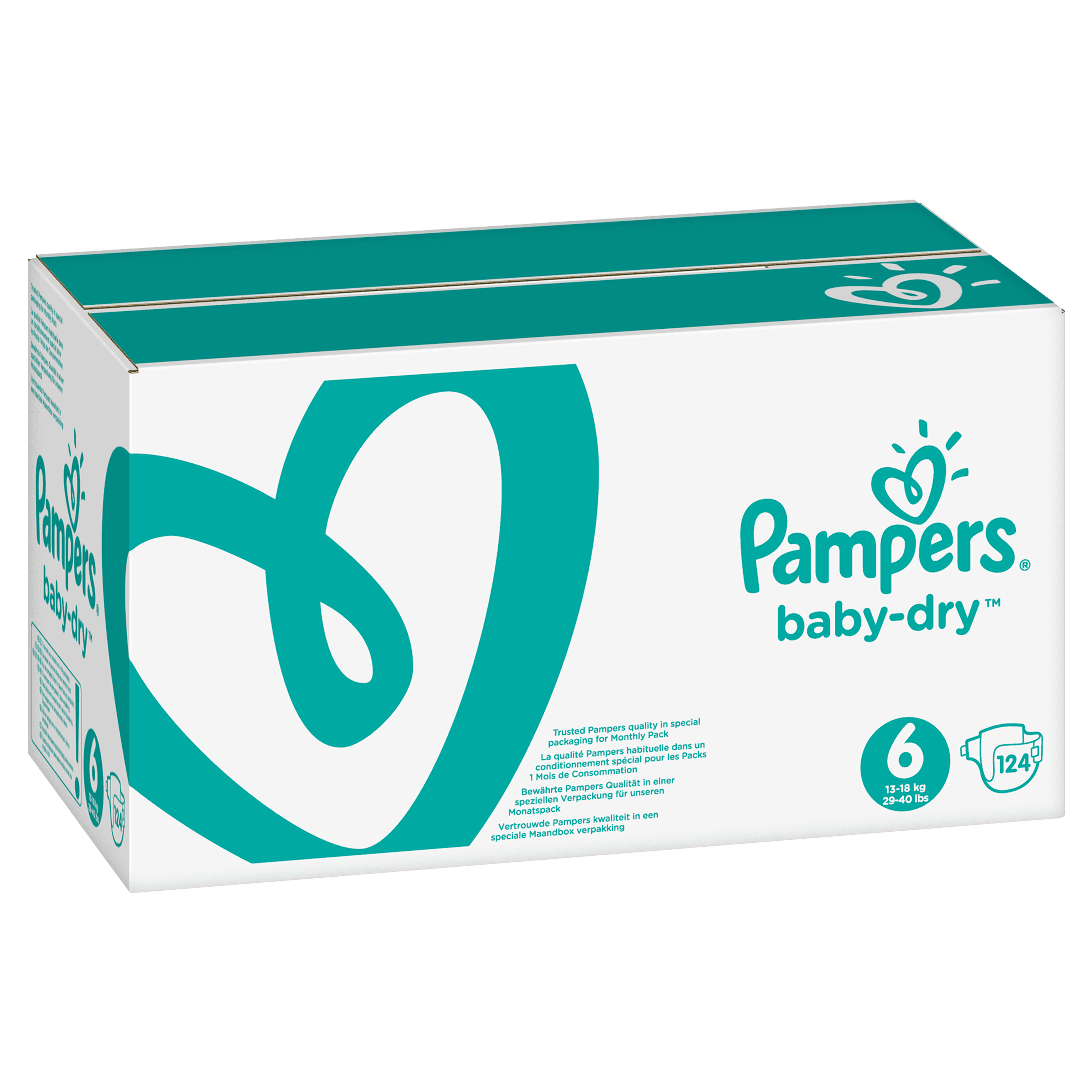 Pampers Baby-Dry Maat 6 - 124 Luiers - Maandbox