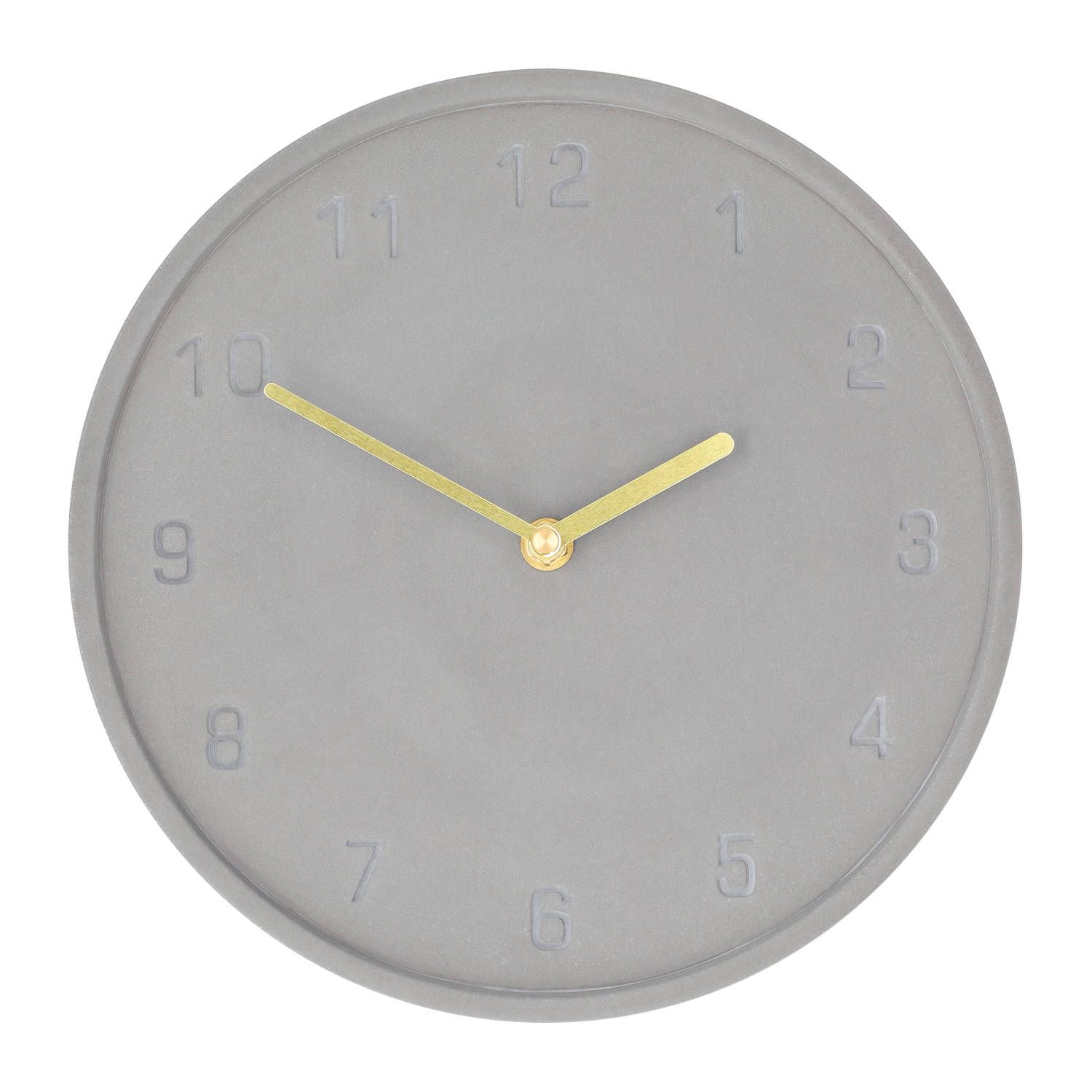 QUVIO Wandklok met gouden wijzers - Diameter 25 cm - Antraciet