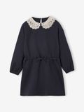 VERTBAUDET Meisjesjurk van sweaterstof met macramé kraag leigrijs