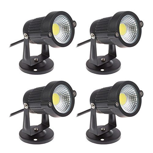 aulyun Set van 4 Spotlight LED-tuinverlichting Cob 5W 220V IP65 Waterdichte Buitenverlichting voor patio, tuin, pad