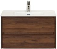 BES LED Dante Badmeubelset 80 cm - Walnoot - Keramische Wastafel Wit Cover