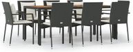 vidaXL Ensemble de jardin 9 pièces en polyrotin avec coussins, noir