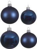Decoris Kaemingk B.V. Compleet glazen kerstballen pakket donkerblauw glans/mat 38x stuks - 18x 4 cm en 20x 6 cm