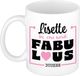 Bellatio Decorations Naam mok Lisette - wit - Fabulous - keramiek - 300 ml