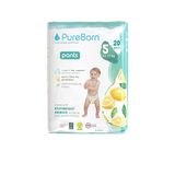 PureBorn Baby Pants Luierbroekjes, Maat 5 (12-17 kg), 20 Luiers, Optimale Bescherming Overdag en 's Nachts, Ultrazacht, Huidvriendelijk, Dermatologisch Getest