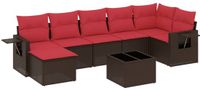 vidaXL 8-delige tuinbankset met kussens, bruin polyrotan