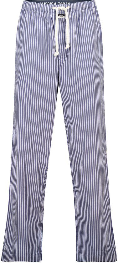 America Today Lio Heren Broek Maat XL Donkerblauw Gestreept 100% Katoen