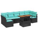 vidaXL Tuinbankenset 8 st 7-Aantal zitplaatsen Zwart en Teal
