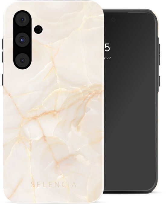 Selencia Hoesje - Geschikt voor Samsung Galaxy A55 (5G) - Backcover - Golden Beige Marble
