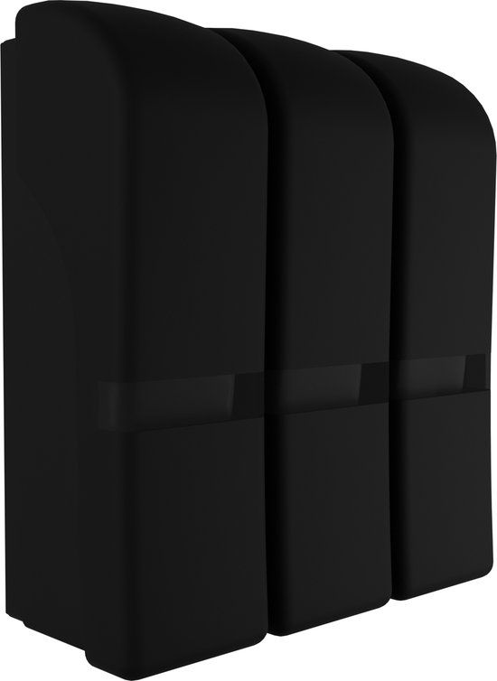 Waal Zeepdispenser Wandmontage - Zwart - Zelfklevend - 3 stuks