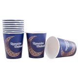 HEKU Ramadan Mubarak Wegwerp-papieren bekers, 0,25 l, verpakking van 10 stuks, milieuvriendelijk en feestelijk, voor warme en koude dranken, geschikt voor ramadanfeest