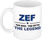 Bellatio Decorations Naam cadeau Zef - The man, The myth the legend koffie mok / beker 300 ml - Donkerblauw