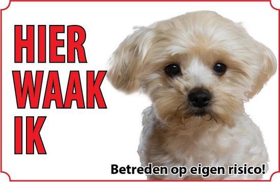 Bord Bolognezer - Bruin/Wit/Zwart/Rood - Kunststof/Metaal/Dibond - 20x30 cm