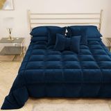 PETTI Artigiani Italiani - Warm fluwelen dekbed 260x270 cm, dubbelzijdige sprei, 350 g/m², Donkerblauw, gemaakt in Italië