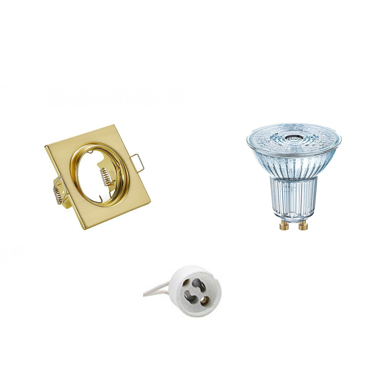 Osram - LED Spot Set - Parathom PAR16 940 36D - GU10 Fitting - Dimbaar - Inbouw Vierkant - Mat Goud - 5.5W - Natuurlijk Wit 4000K - Kantelbaar 80mm