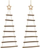 vidaXL Hangende kerstbomen met topsterren 2 st 42x90 cm natuurlijke tak