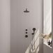 Brauer Black Edition Thermostatische Regendoucheset Inbouw - Hoofddouche 20 cm - Gebogen Wandarm - Handdouche 3 Standen - Doucheslang - Wandaansluitbocht - Mat Zwart