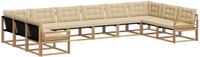 vidaXL Buiten bankenset 10-delig Wit en Beige