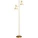 LEDE Doré Lampadaire Salon Double Tête Réglable, Abat-jour Verre Floral, 42x25x165 Cm