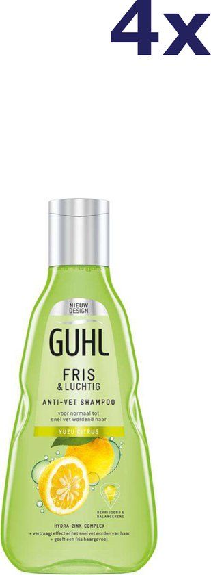 Guhl Fris & Luchtig Shampoo - 4 x 250ml - Voordeelverpakking - Alle haartypes - Siliconenvrij