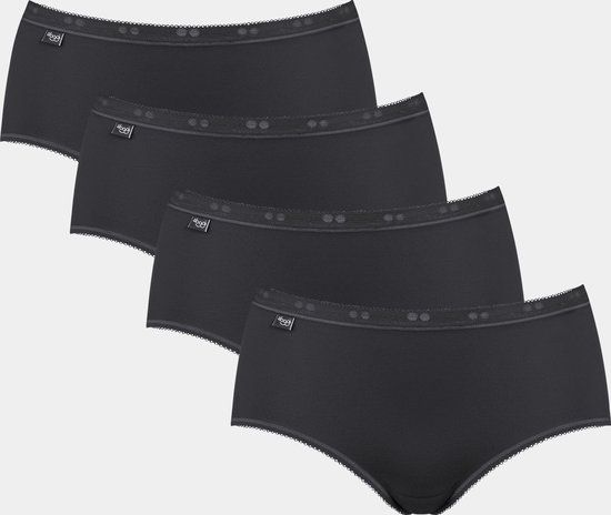 sloggi Basic+ Dames Midi slip - 4-pack - Zwart - Maat 44