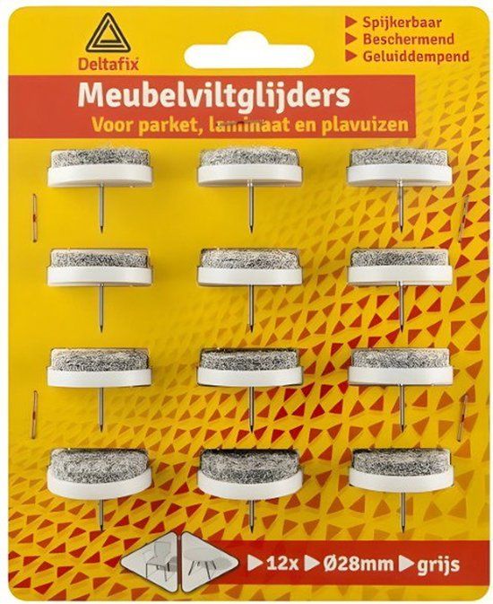 Deltafix Meubelviltglijders 28mm Grijs 12 Stuks