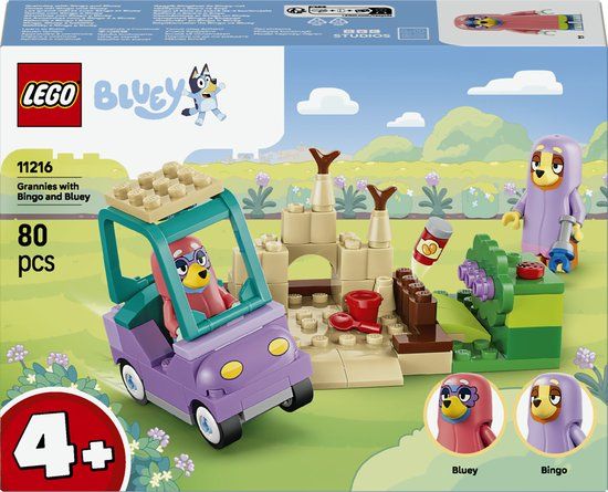 LEGO Bluey Oma's met Bingo en Bluey Bouwpakket met Speelgoed voor Kinderen 11216