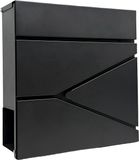 Merkloos Relaxdays brievenbus met slot - 37x37x11 cm - krantenvak - metaal - zwart