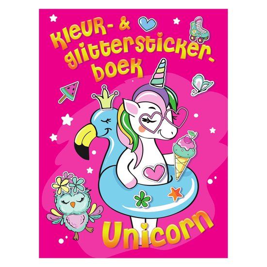 Merkloos / Sans marque Mondikaarten NV Kleur- en glitterstickerboek Unicorn