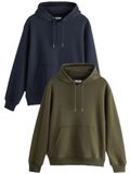 Next - Heren - Set van 2 overhead hoodies met capuchon van katoenrijke jersey - Blauw