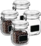 Bormioli Rocco Voorraad/weckpot - 4x - glas - transparant - krijtplaatje - 13,6 x 10,6 cm - 750 ml