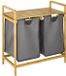 Homcom Wasmand - Bamboe - 63,5x33x73cm - Grijs