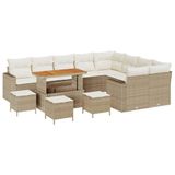 vidaXL Tuinbank Set 14-delig 11-Zits Beige en Crème